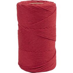 Cuerda de Macramé, L. 198 M, dia 2 mm, rojo, 330 gr/ 1 rollo