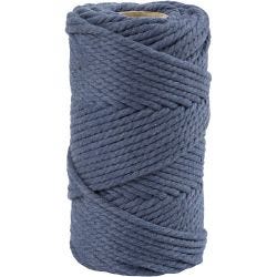 Cuerda de macramé, L. 55 M, dia 4 mm, azul, 330 gr/ 1 rollo