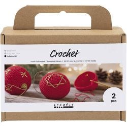 Kit de manualidades Ganchillo, Bolas de Navidad, rojo, 1 paquete