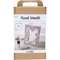 Kit de manualidades Punch Needle, Espejo, colores pastel, 1 paquete
