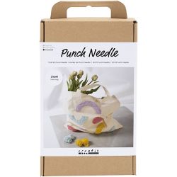 Kit de manualidades Punch Needle, Bolsa de tela, colores pastel, 1 paquete