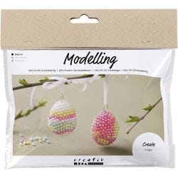 Mini Kit de manualidades Modelado, Huevos con cuentas, colores pastel, 1 paquete