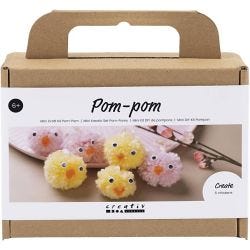 Mini Kit de manualidades Pompón, Pollitos, surtido de colores, 1 paquete