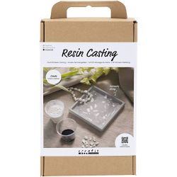 Kit de manualidades Fundición en Resina, Bandeja cuadrada con terrazzo, negro, blanco, 1 paquete