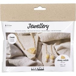 Mini Kit de manualidades Joyas, Collar y pendientes de calcita miel, 1 paquete