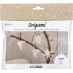 Mini Kit de manualidades Origami, Palomas/estrellas, rojo oscuro, blanquecino, 1 paquete