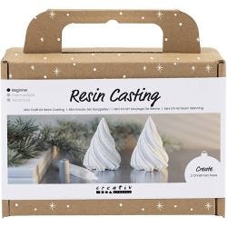 Mini Kit de Manualidades Fundición en Resina, Árboles de Navidad, blanco, 1 paquete
