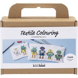 Mini kit de manualidades para pintar telas, Robot, colores primario, 1 paquete