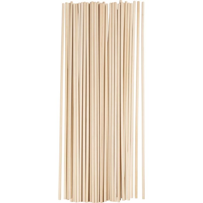 Palo de madera, L. 60 cm, dia 8 mm, 50 ud/ 1 paquete