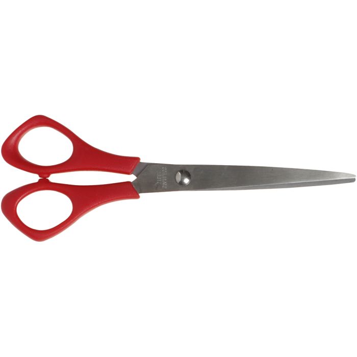 Tijeras Escolares, L. 16 cm, fina, zurdos, rojo, 1 ud