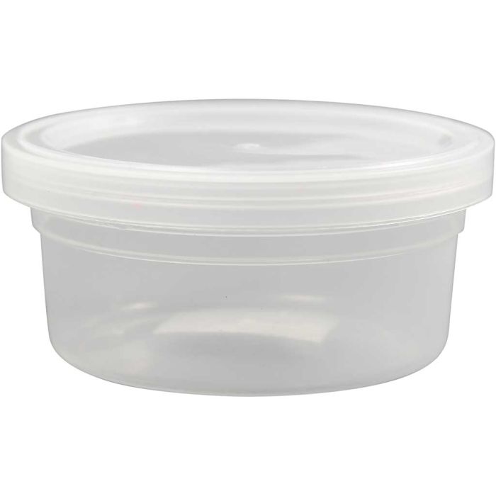Botes de plástico con tapa, A: 38 mm, dia 84 mm, 125 ml, 20 ud/ 1 paquete