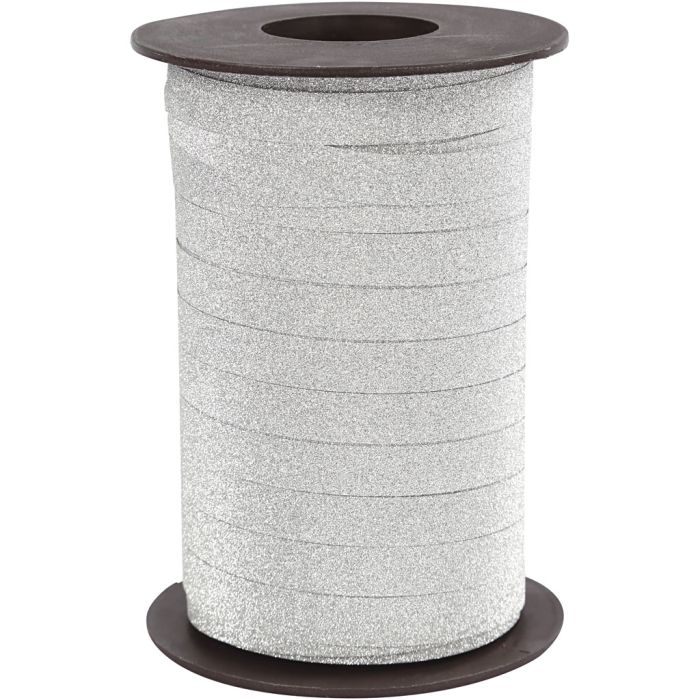 Cinta para rizar, A: 10 mm, purpurina, plata, 100 m/ 1 paquete