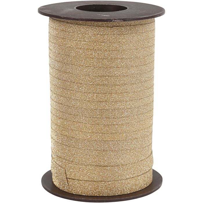 Cinta para rizar, A: 10 mm, purpurina, dorado, 100 m/ 1 rollo