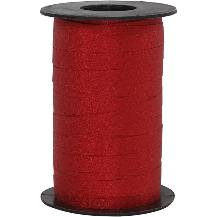 Cinta para rizar, A: 10 mm, purpurina, rojo, 100 m/ 1 rollo