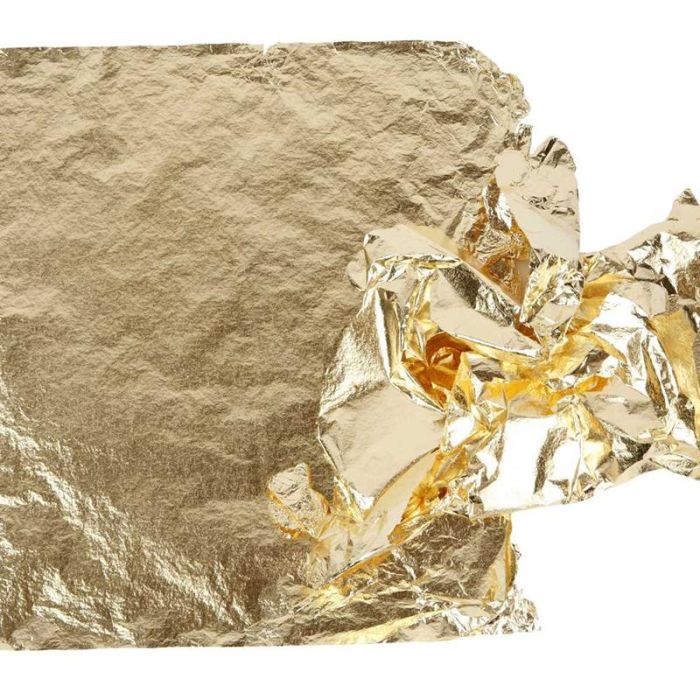 Hoja metálica de imitación, hoja 16x16 cm, dorado, 0,625 m2, 25 hoja/ 1 paquete