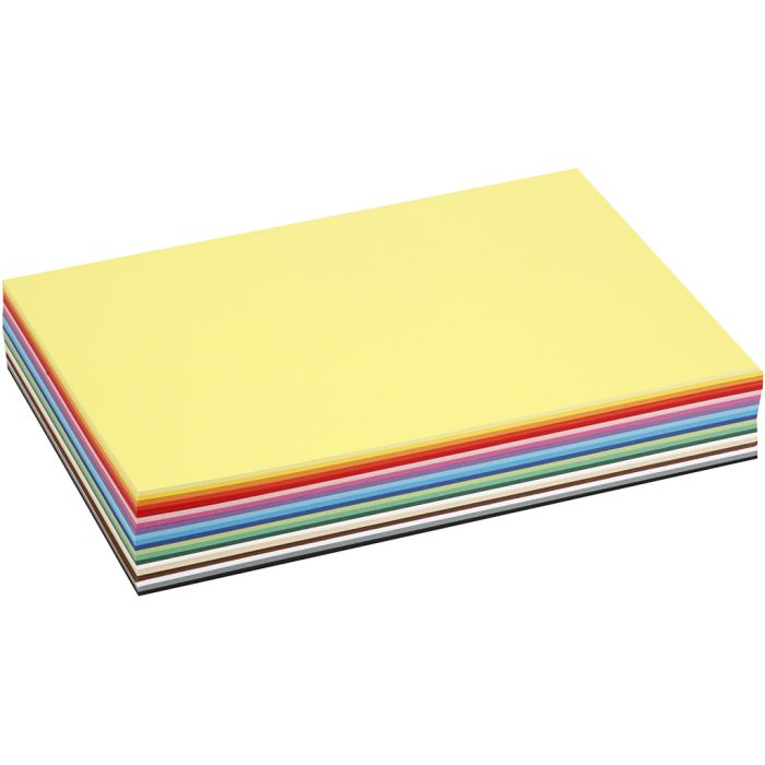 Cartulina de colores, A4, hoja 210x297 mm, 180 gr, surtido de colores, 300 hojas stdas/ 1 paquete