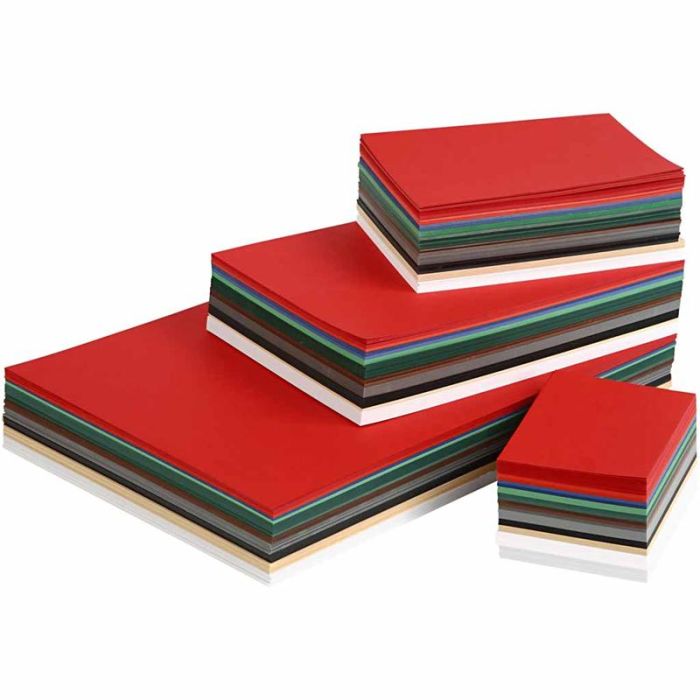 Cartulina de Navidad, A3,A4,A5,A6, 180 gr, surtido de colores, 1500 hojas stdas/ 1 paquete