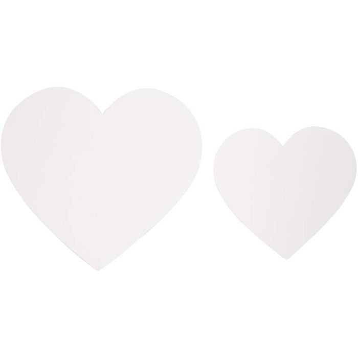 Corazones, medidas 6+8,5 cm, 240 gr, blanco, 50 ud/ 1 paquete