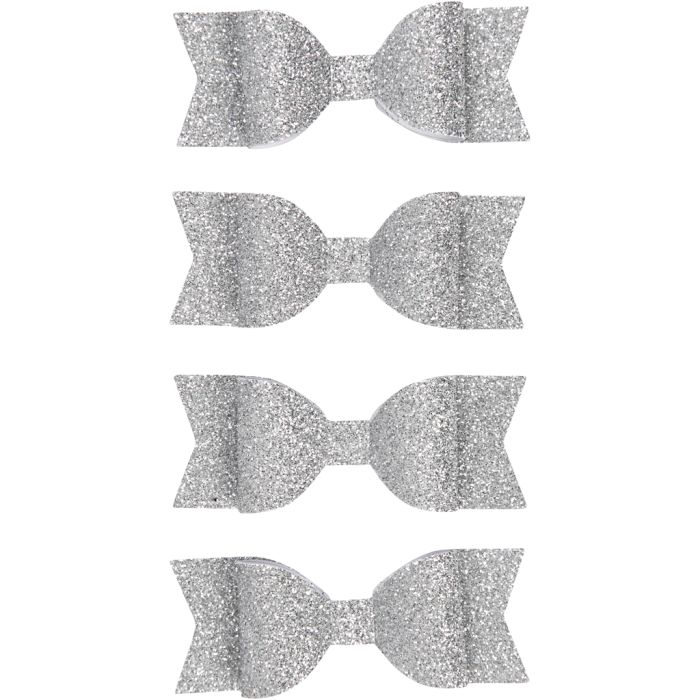 Lazo de papel, medidas 31x85 mm, plata con purpurina, 4 ud/ 1 paquete