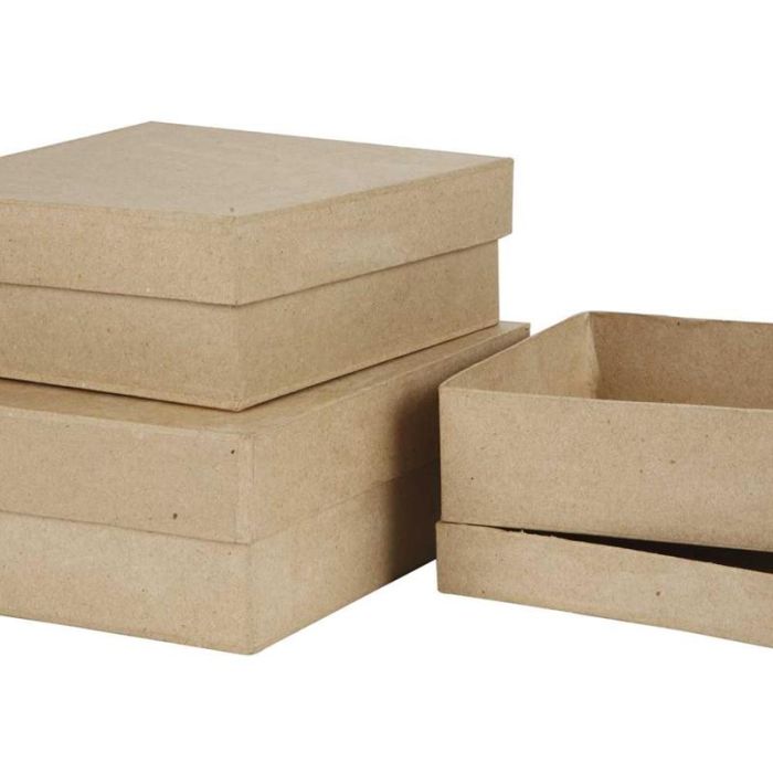 Cajas Cuadradas, A: 5+6+7,5 cm, medidas 16+18+20 cm, 3 ud/ 1 set