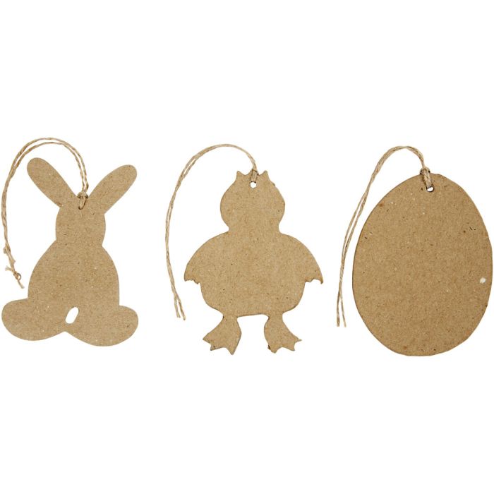 Decoración Pascua para colgar, conejo, pollo, huevo, A: 10 cm, 6 ud/ 1 paquete
