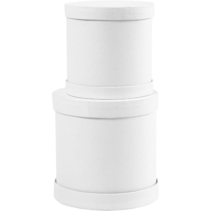 Cajas en forma de tambor, medidas 11x11 + 13x13 cm, blanco, 1 set