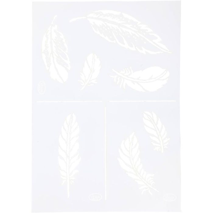 Plantilla, Plumas, A4, hoja 210x297 mm, 1 ud