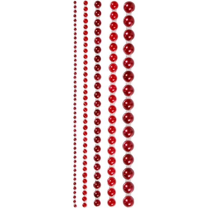 Medias perlas, medidas 2-8 mm, rojo, 140 ud/ 1 paquete