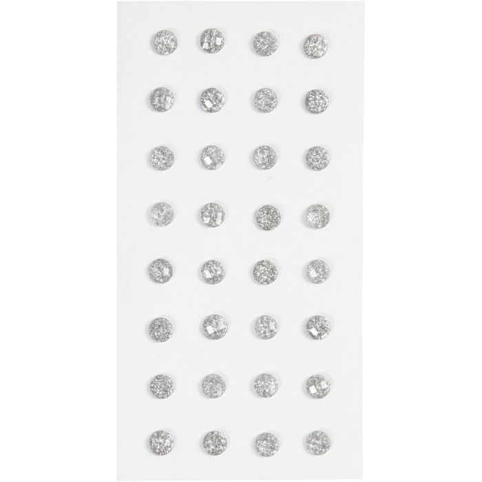 Diamantes de imitación, dia 8 mm, plata, 32 ud/ 1 paquete