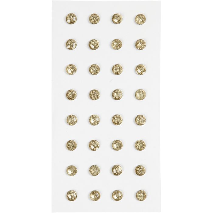 Diamantes de imitación, dia 8 mm, dorado, 32 ud/ 1 paquete