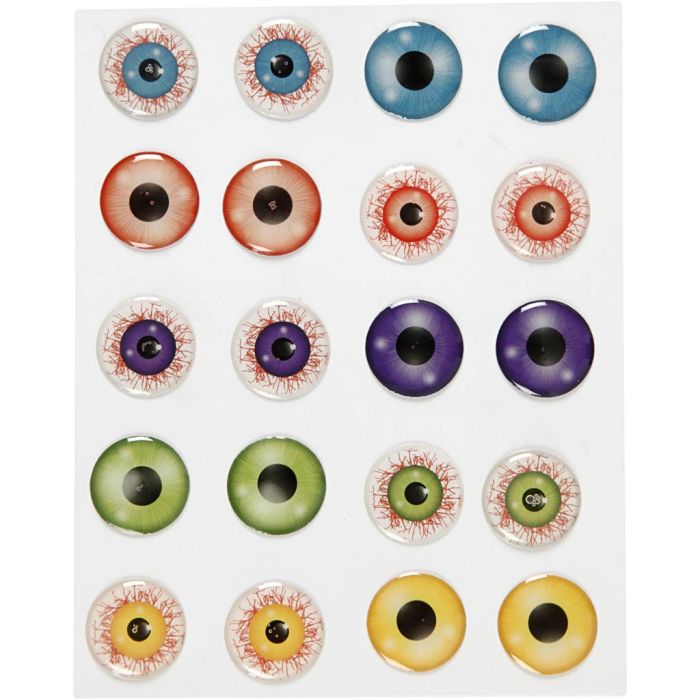 Pegatinas Ojos 3D, dia 20 mm, 1 hoja