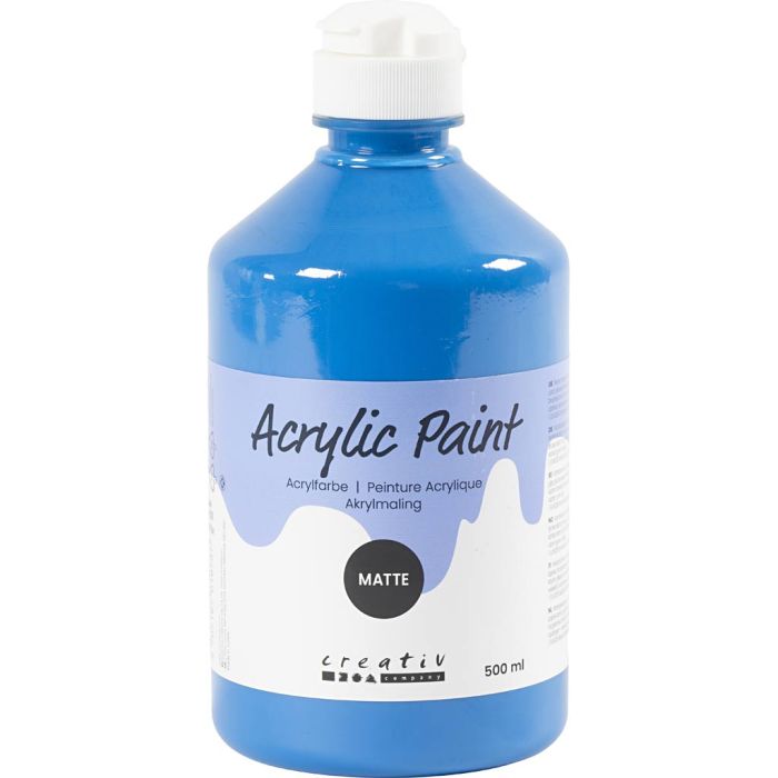 Pintura Acrilica Mate, azul primario, 500 ml/ 1 botella