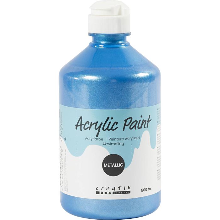 Pintura acrílica metálica, azul, 500 ml/ 1 botella