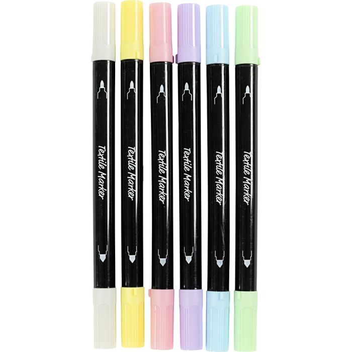 Rotuladores para tela, trazo ancho 2,3+3,6 mm, colores pastel, 6 ud/ 1 paquete