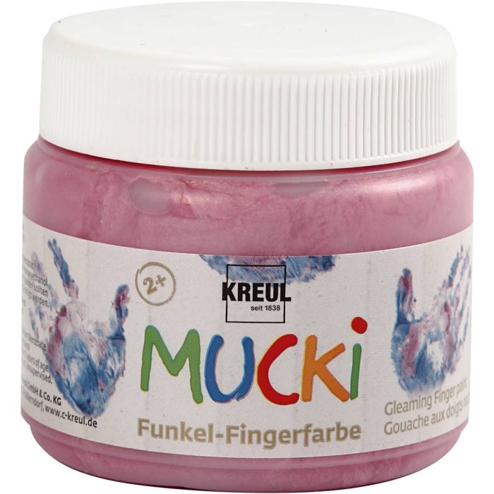 Mucki Pintura de dedo, rosado metalizado, 150 ml/ 1 bote