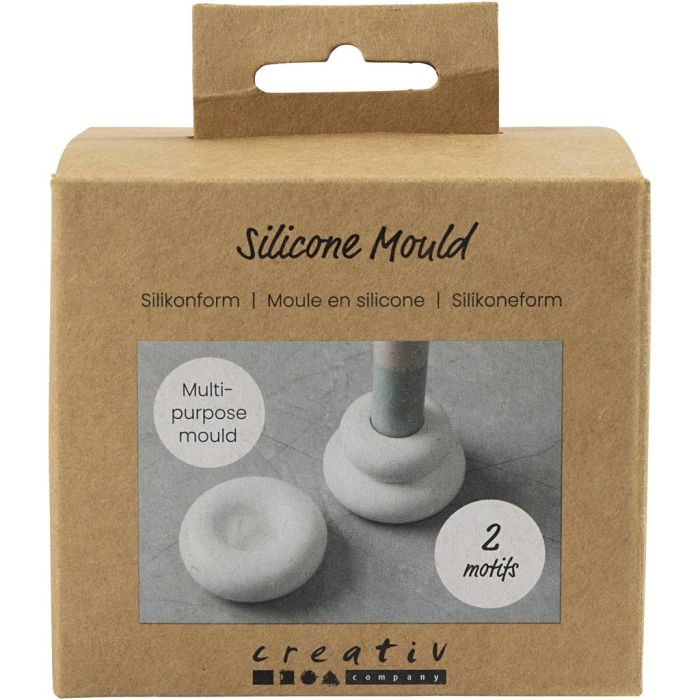 Molde de silicona, Candelabros en forma de donut, A: 2+3,8 cm, dia 6+6,2 cm, mate transparente, 1 ud/ 1 paquete