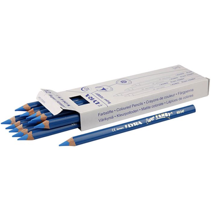 Super Ferby 1 lápices de colores, L. 18 cm, mina 6,25 mm, azul, 12 ud/ 1 paquete