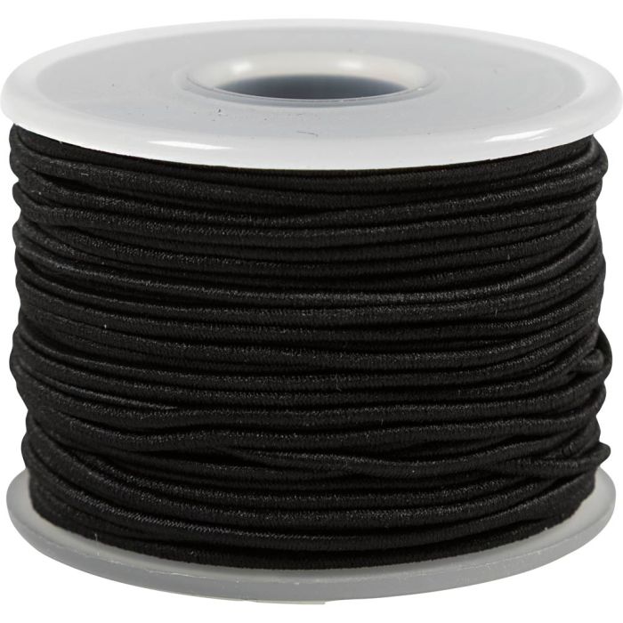 Cuerda elástica, grosor 1 mm, negro, 25 m/ 1 rollo