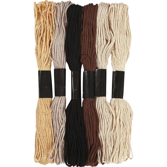 Hilo de Bordado, grosor 1 mm, natural, 6 fajo/ 1 paquete