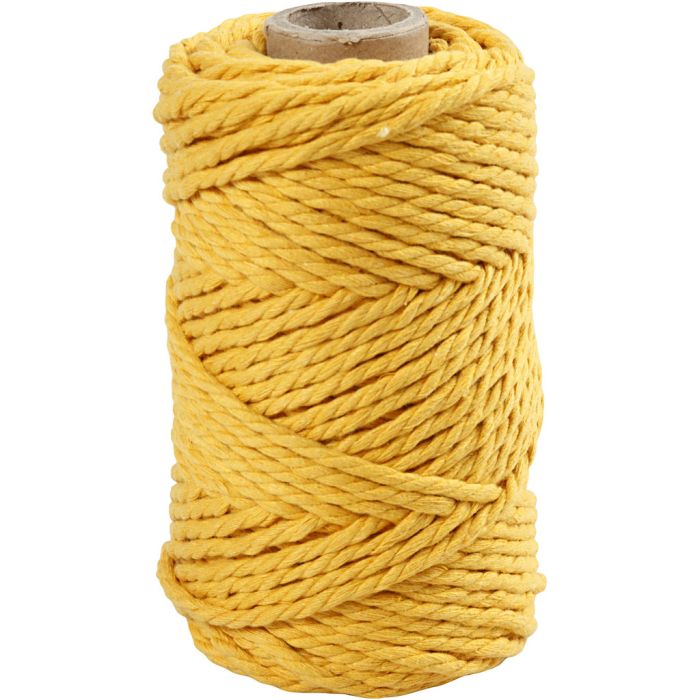 Cuerda de macramé, L. 55 m, dia 4 mm, amarillo, 330 gr/ 1 rollo