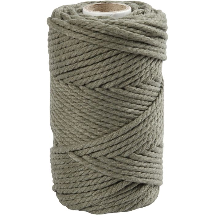 Cuerda de macramé, L. 55 m, dia 4 mm, verde musgo, 330 gr/ 1 rollo