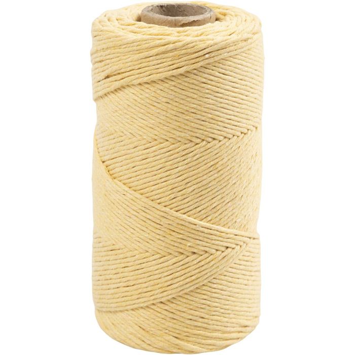 Cuerda de Macramé, L. 198 m, dia 2 mm, amarillo claro, 330 gr/ 1 rollo