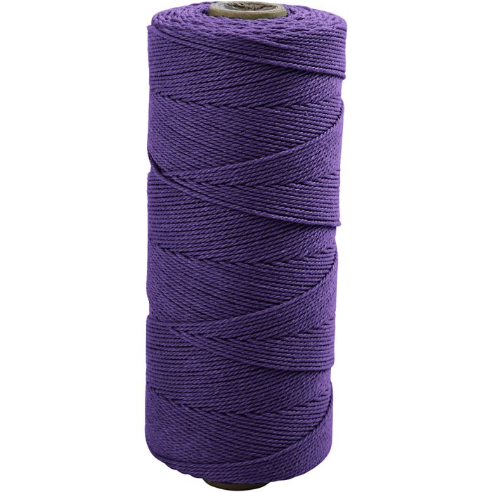 Cuerda de macramé, L. 315 m, grosor 1 mm, Calidad fina 12/12, violeta, 220 gr/ 1 bola