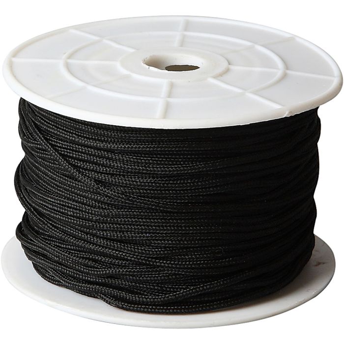 Cuerda Poliéster, grosor 1,8 mm, negro, 50 m/ 1 rollo