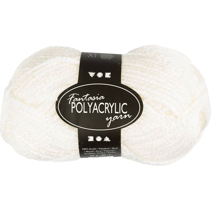 Fantasia lana acrílica, L. 80 m, usando agujas 4,5-5, blanco, 50 gr/ 1 bola
