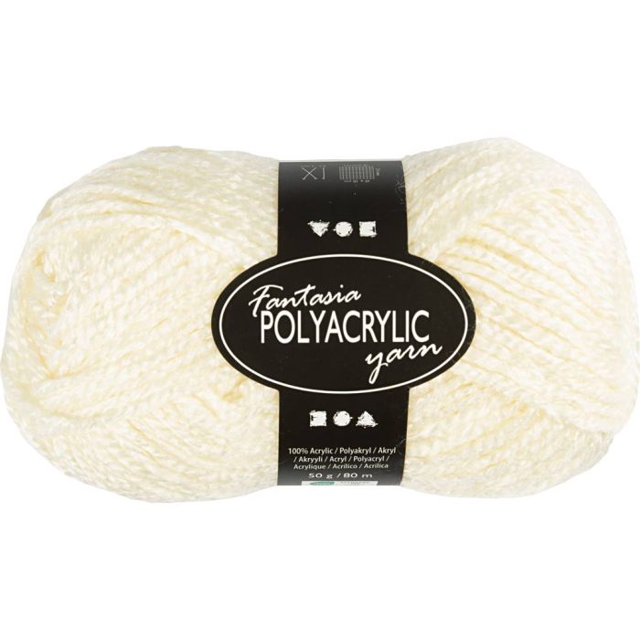 Fantasia lana acrílica, L. 80 m, usando agujas 4,5-5, blanquecino, 50 gr/ 1 bola