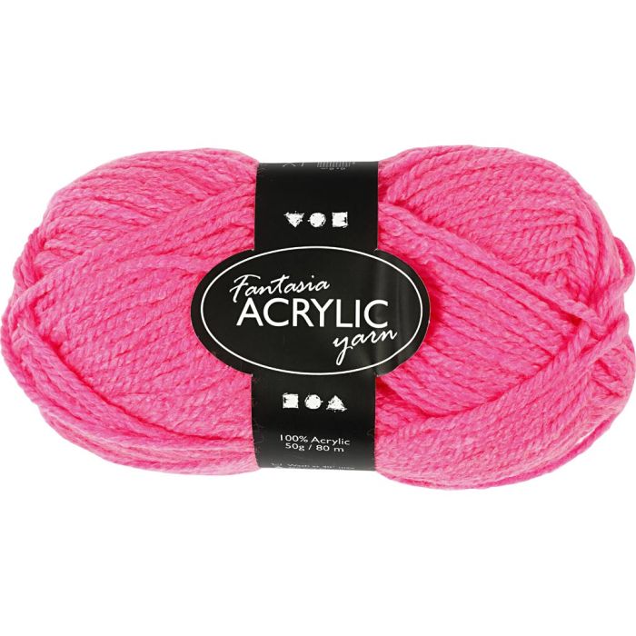 Fantasia lana acrílica, L. 80 m, usando agujas 4,5-5, rosa neón, 50 gr/ 1 bola