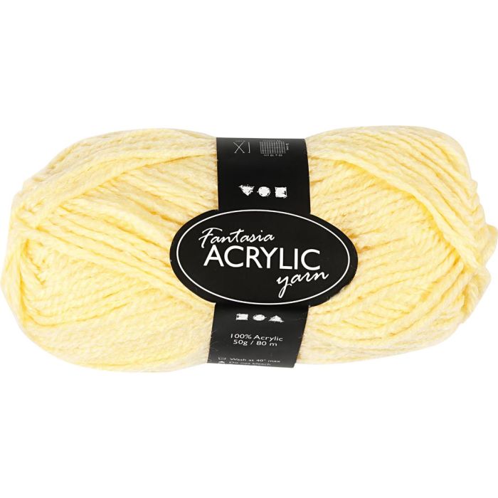 Fantasia lana acrílica, L. 80 m, usando agujas 4,5-5, amarillo claro, 50 gr/ 1 bola