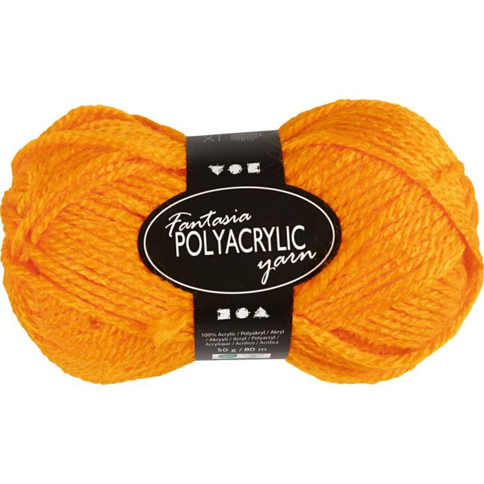 Fantasia lana acrílica, L. 80 m, usando agujas 4,5-5, naranja neón, 50 gr/ 1 bola