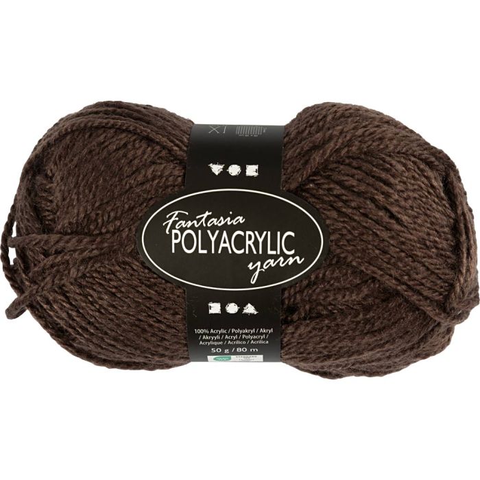 Fantasia lana acrílica, L. 80 m, usando agujas 4,5-5, marrón, 50 gr/ 1 bola